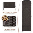 Paravent de séparation de pièce de 6 pieds de haut en fibre tissée, écran de confidentialité autoportant, écran pliant