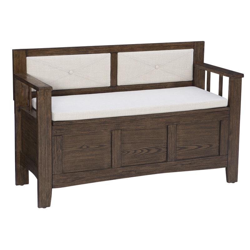 Banc d'entrée de rangement à plateau rabattable en bois de dahlia