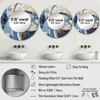 Miroir rond Designart Gold Constructing Blue Realms I Formes abstraites - Miroir de salon bleu moderne