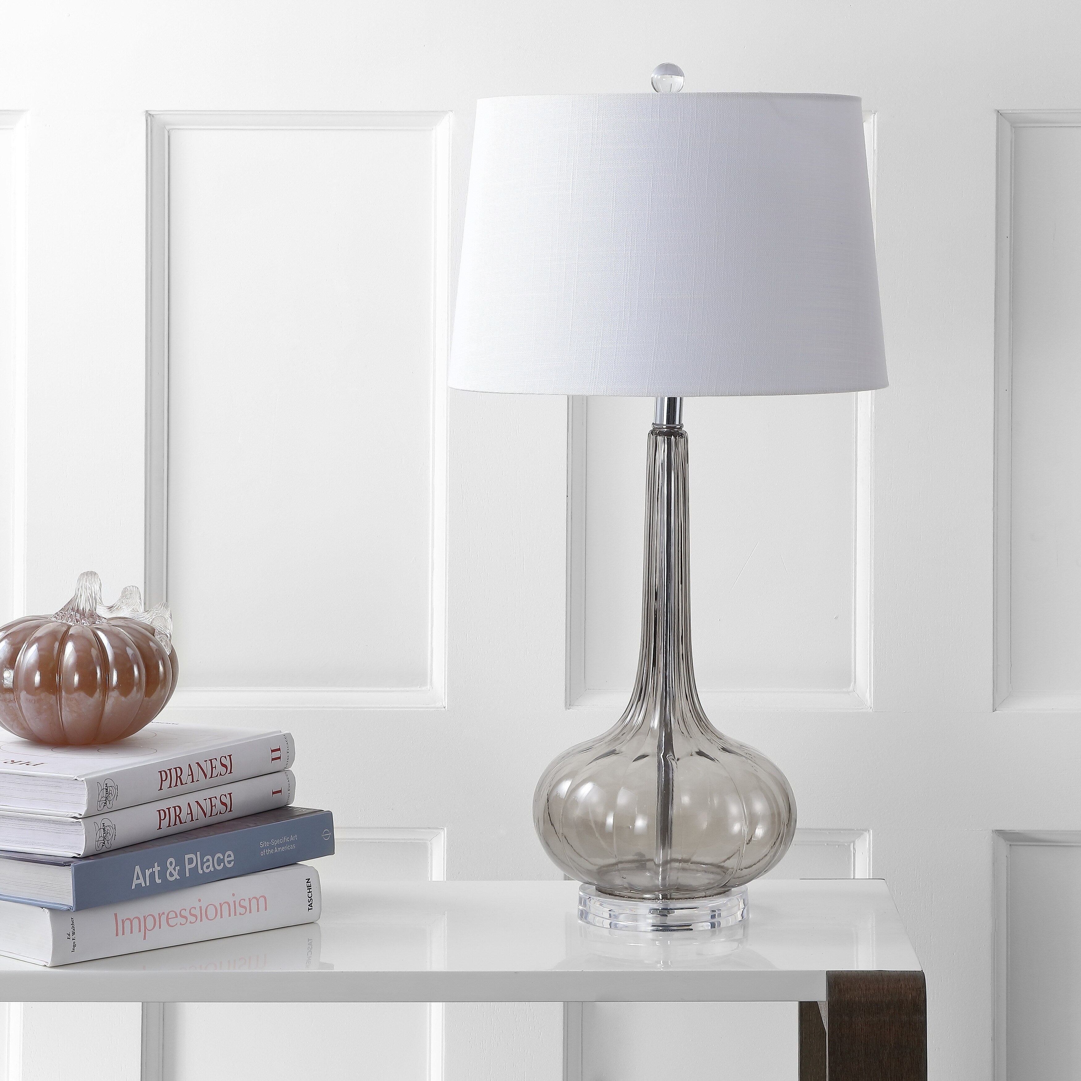 Lampe de table à LED Diamante 28,5 en verre, forme goutte d'eau, rose (lot de 2) par JONATHAN Y