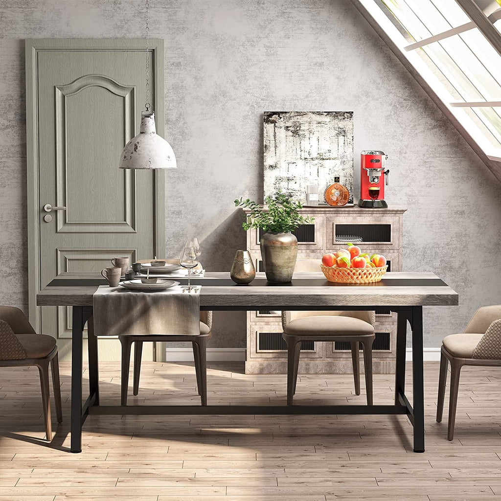 Table à manger rectangulaire en bois pour 8 personnes, 180 cm