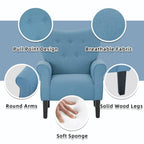 Fauteuil d'appoint moderne Erommy, fauteuil à dossier haut, canapé simple en tissu rembourré avec pieds en bois pour le salon