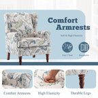 Fauteuil d'appoint moderne Erommy, fauteuil à dossier haut, canapé simple en tissu rembourré avec pieds en bois pour le salon