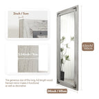Miroir de sol pleine longueur avec cadre en bois rustique de style ferme - 65 x 24
