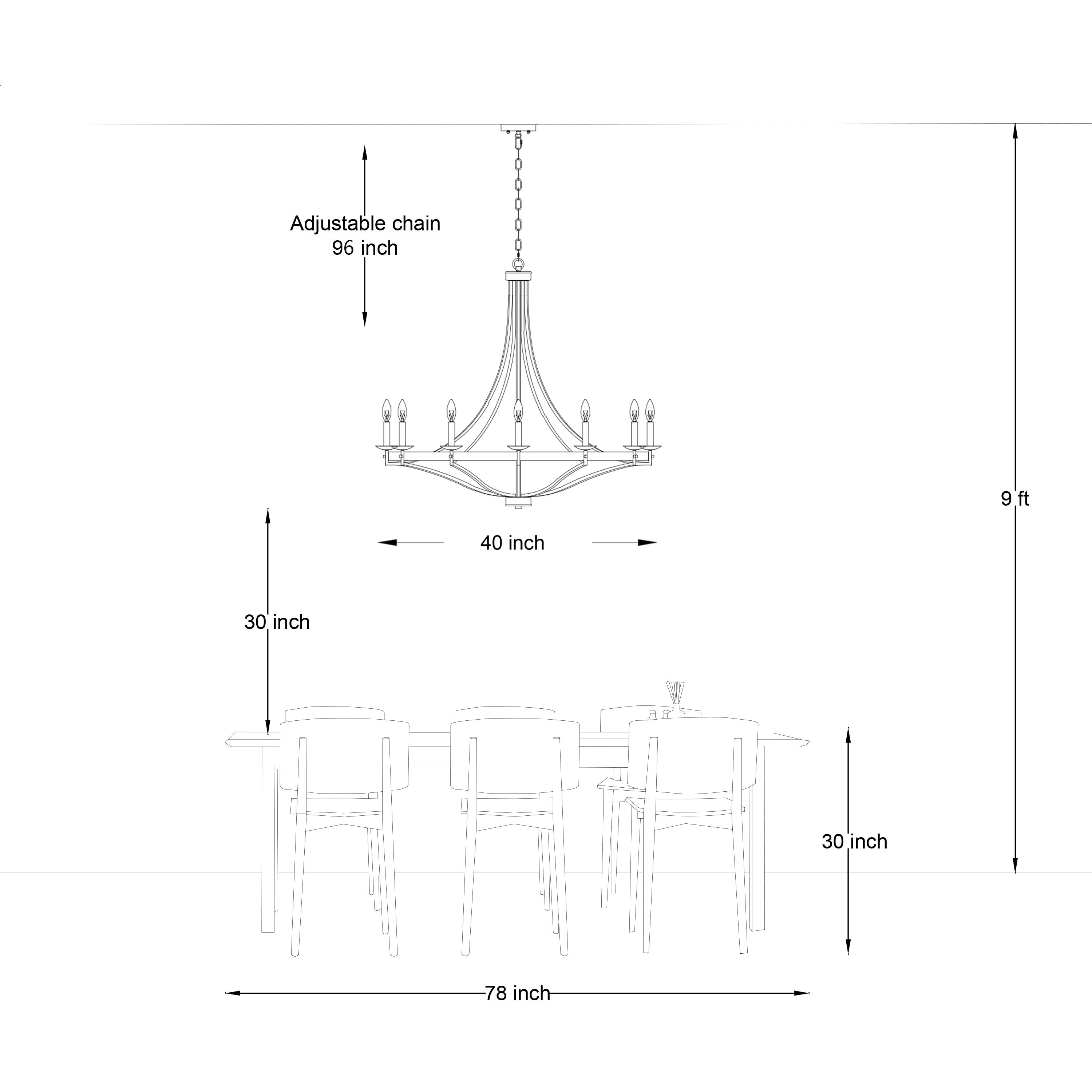 Lustre Empire à 12 lumières de style ferme moderne Fidenza avec roue de chariot et UL - D40'' * H135''