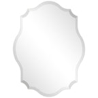 Miroir mural festonné élégant, oblong et biseauté, sans cadre