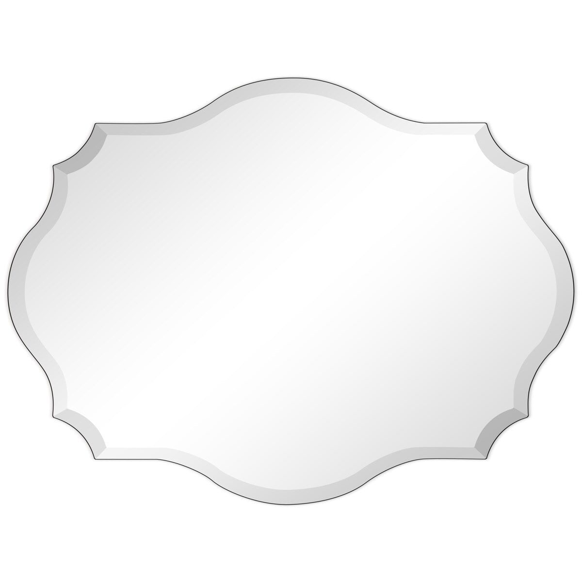 Miroir mural festonné élégant, oblong et biseauté, sans cadre