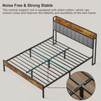 Cadre de lit plateforme en métal pour lit simple, double, queen ou king size avec tête de lit rembourrée et rangement