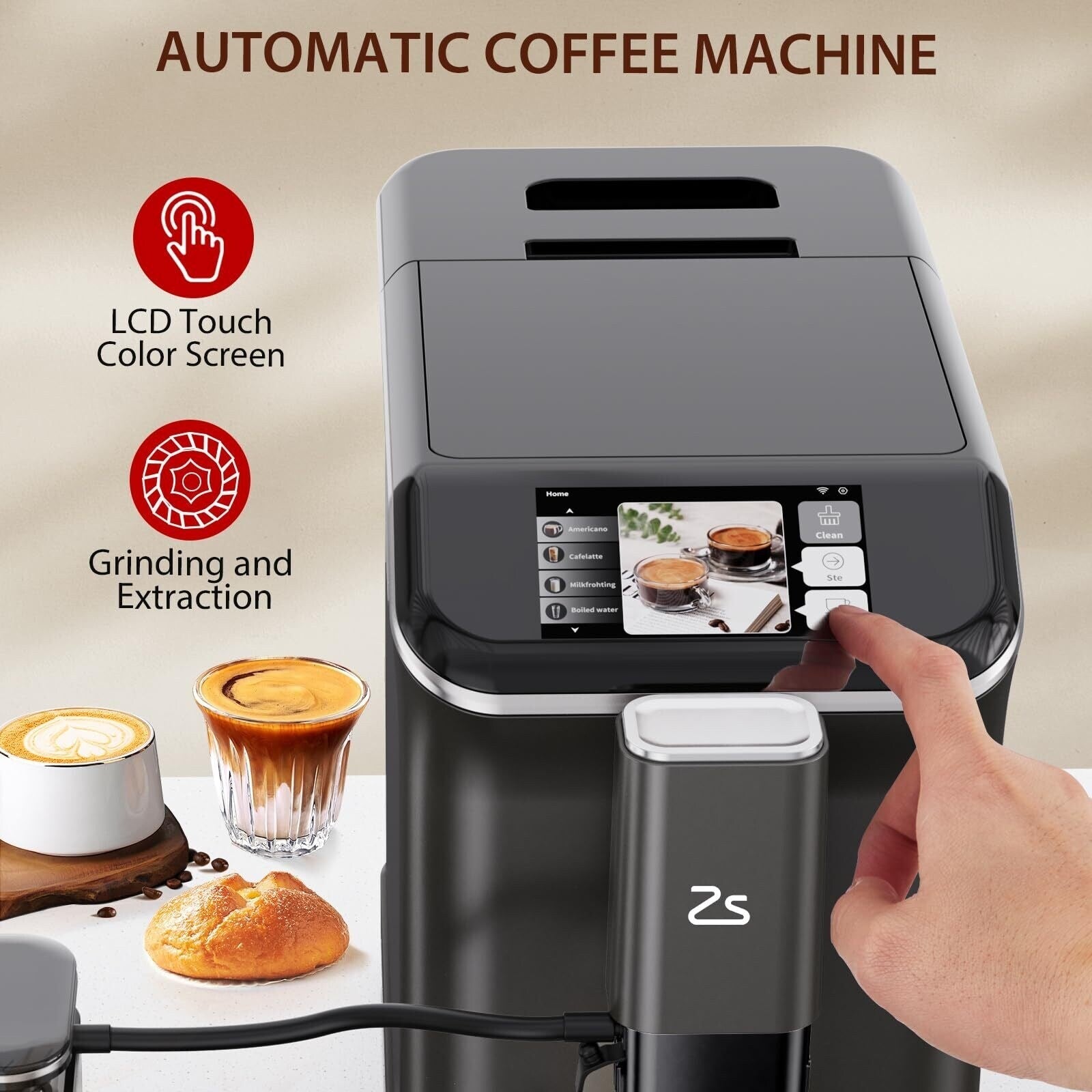 Machine à expresso entièrement automatique avec mousseur à lait automatique