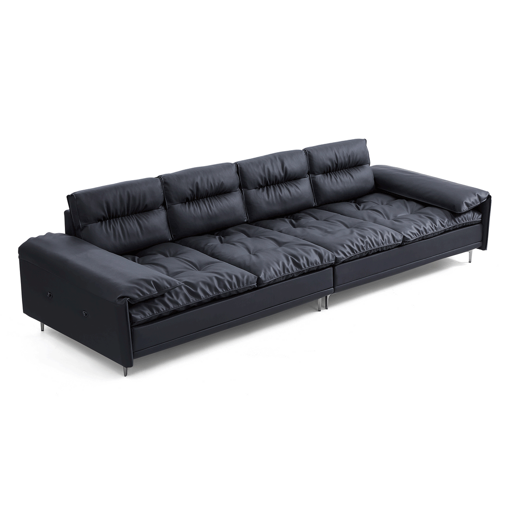 Lewis Adjustable Backrest Ultra-Wide Leather Sofa