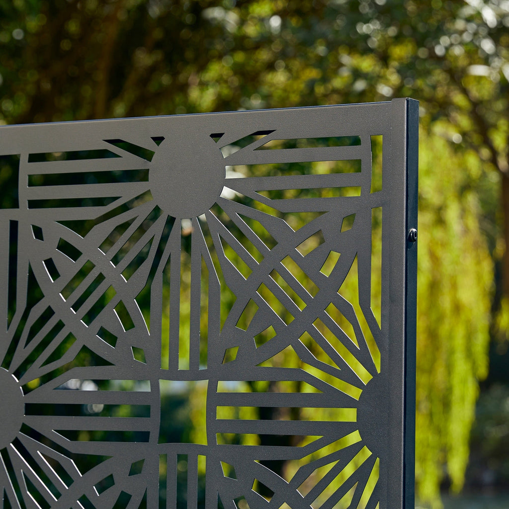 Paravent de confidentialité à 3 panneaux galvanisé à motifs floraux de 6 pieds de Glitzhome