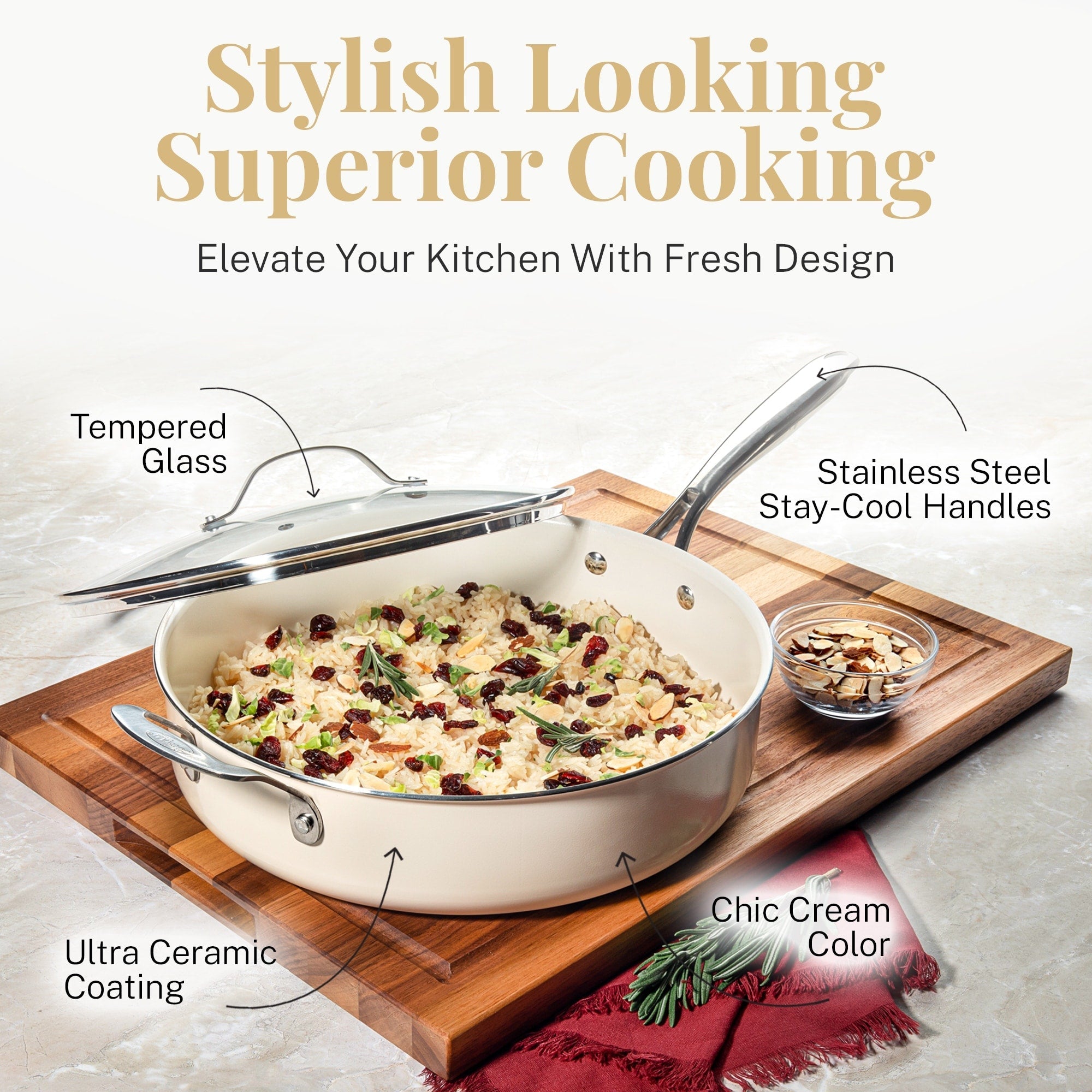 Batterie de cuisine express antiadhésive Gotham Steel Naturals, 20 pièces, avec ustensiles de cuisson et de cuisson