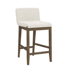 Tabouret de bar moderne Gracie, chaise rembourrée en boucle et pieds en bois brossé