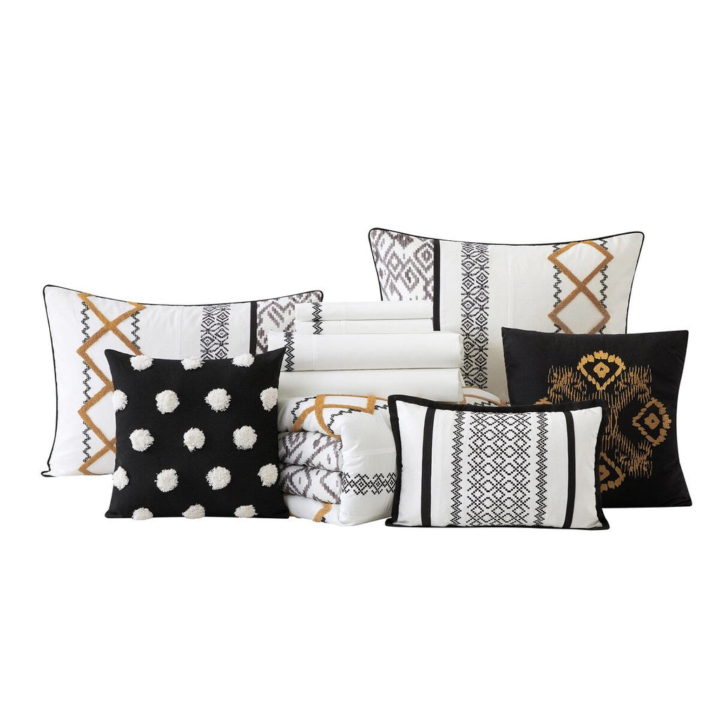 Ensemble de couette brodée bohème Nanshing Trina 15 pièces