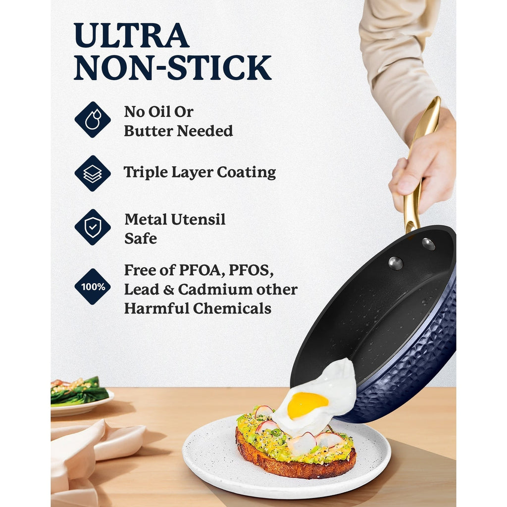 Batterie de cuisine antiadhésive martelée Granitestone Charleston 15 pièces