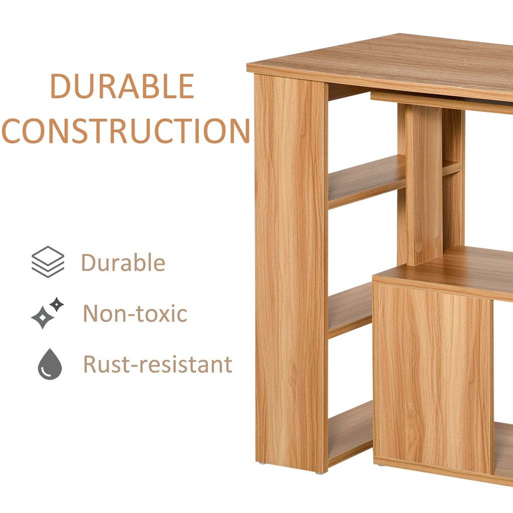 Bureau d'ordinateur rotatif moderne en L HomCom avec étagères