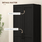 HOMCOM 63 Garde-manger de cuisine 2 portes, meuble de rangement indépendant avec étagères à 5 niveaux et 2 étagères réglables pour salle à manger