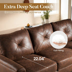 Canapé 3 places rembourré HOOOWOOO Mid-Century avec pieds en bois pour salon