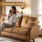 Canapé 3 places rembourré HOOOWOOO Mid-Century avec pieds en bois pour salon