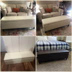 Pouf de rangement rectangulaire rembourré 50,3 x 17,50 x 18 po - Similicuir