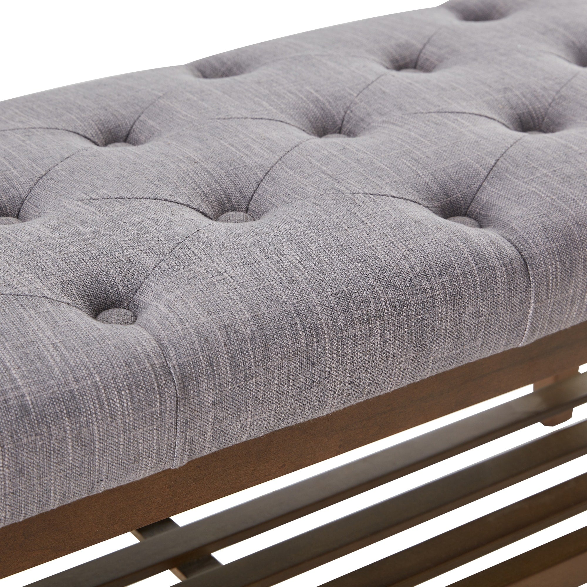 Banc à chaussures d'entrée, banc de rangement en tissu et bois massif, banc rembourré de 43 pouces pour salon et chambres