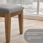 Banc d'entrée rembourré en tissu, banc de chambre pour bout de lit beige, bois massif 44 pouces