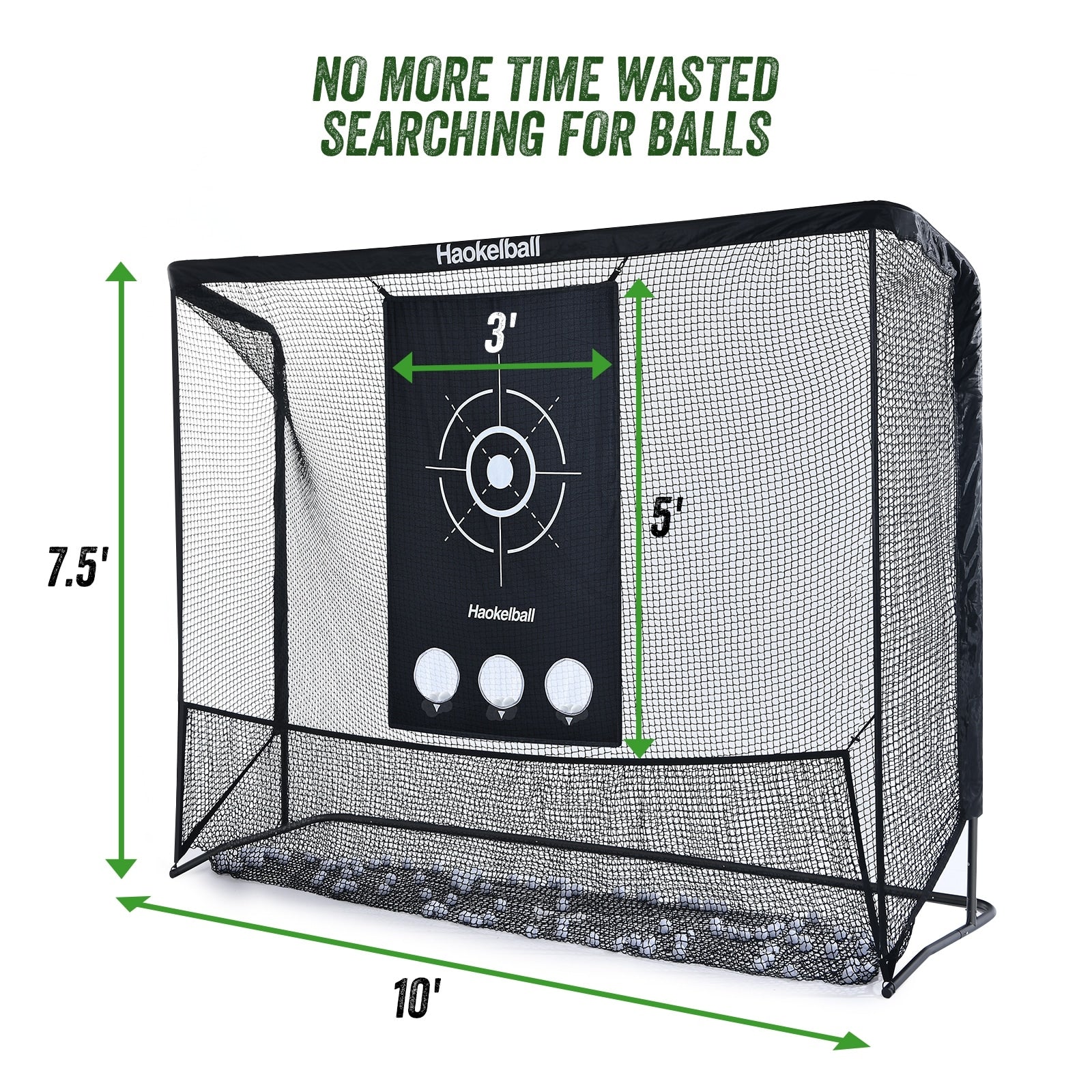 Filet de golf Haokelball 10x7,5 pieds Filet d'entraînement de golf avec tissu cible Filet de frappe de golf robuste