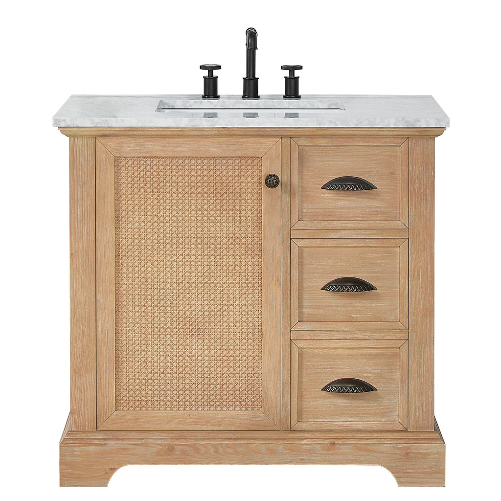 Meuble-lavabo Hervas avec plateau en marbre naturel sans miroir