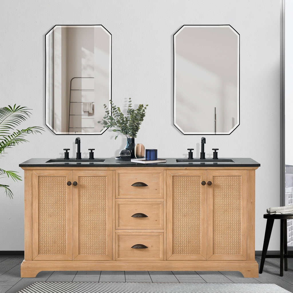 Meuble-lavabo Hervas avec plateau en marbre naturel sans miroir