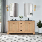 Meuble-lavabo Hervas avec plateau en marbre naturel sans miroir
