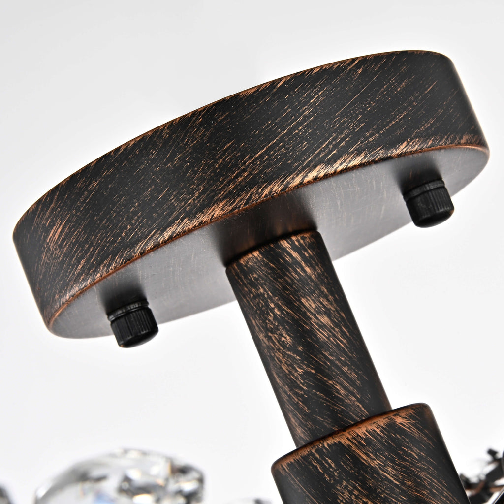 Plafonnier à 4 lumières en cristal avec feuilles de houx