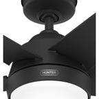 Ventilateur de plafond extérieur Hunter 52 Skyflow avec kit d'éclairage LED, commande murale - Côtier moderne contemporain - WeatherMax - CLASSÉ HUMIDE !