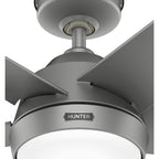 Ventilateur de plafond extérieur Hunter 52 Skyflow avec kit d'éclairage LED, commande murale - Côtier moderne contemporain - WeatherMax - CLASSÉ HUMIDE !