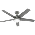 Ventilateur de plafond extérieur Hunter 52 Skyflow avec kit d'éclairage LED, commande murale - Côtier moderne contemporain - WeatherMax - CLASSÉ HUMIDE !