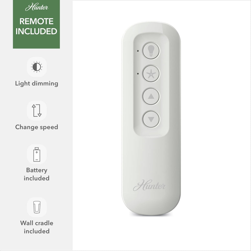 Ventilateur de plafond Hunter WiFi Whittington avec lumière LED, télécommande portable - Moulin à vent - Industriel, Ferme, Rustique - VENTILATEUR INTELLIGENT !