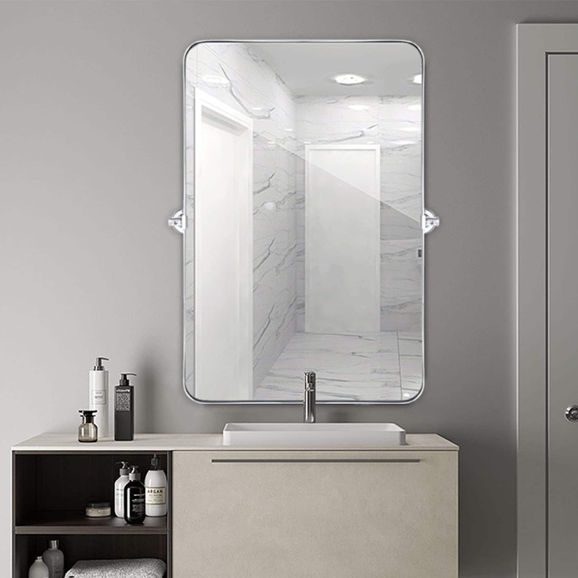 Miroir mural rectangulaire pivotant et inclinable en métal TEHOME Jonathan