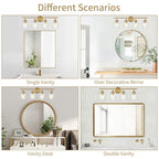 KAWOTI Lampe de salle de bain en métal à 4 lumières et abat-jour en verre à intensité variable