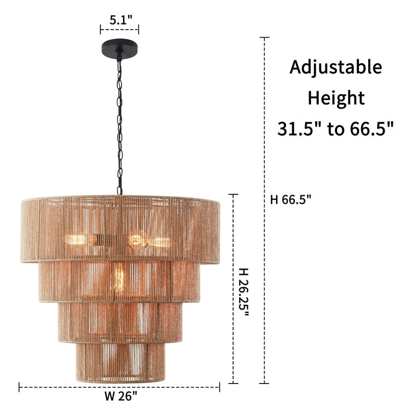 Suspension bohème KAWOTI largeur 26, 5 lumières, 4 niveaux