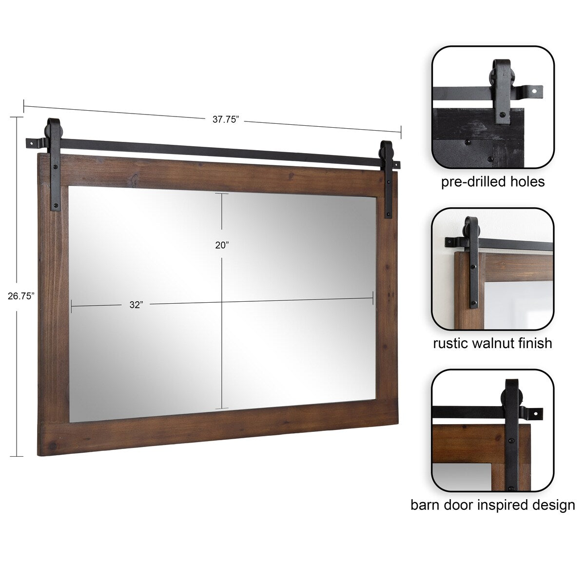 Miroir mural rectangulaire rustique Kate et Laurel Cates