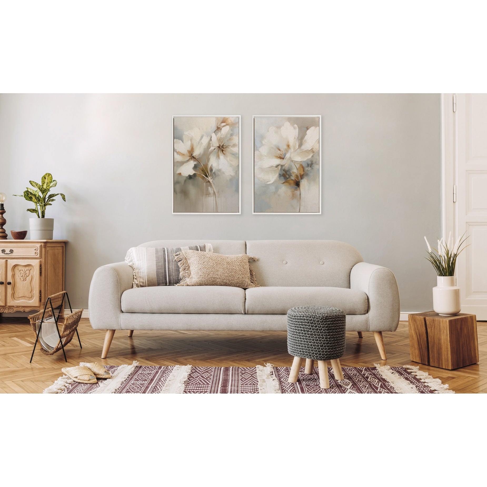 Toile botanique abstraite perlée Kate et Laurel Sylvie