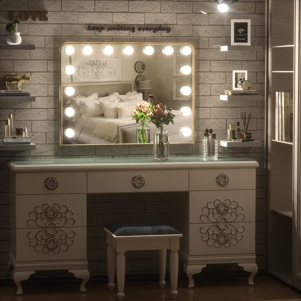 Miroir de maquillage Hollywood Keonjinn à LED avec 15/18 lumières LED