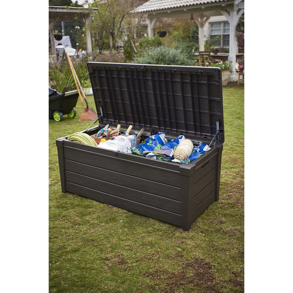 Banc de rangement Keter Brightwood en résine résistante aux intempéries, 120 gal, marron - 40