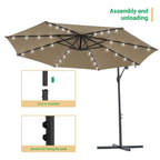 Parasol de terrasse déporté à LED LIVOOSUN de 10 pieds avec base croisée