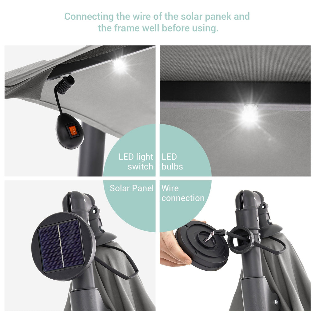 Parasol de terrasse déporté à LED LIVOOSUN de 10 pieds avec base croisée