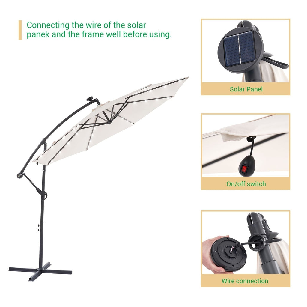 Parasol de terrasse déporté à LED LIVOOSUN de 10 pieds avec base croisée