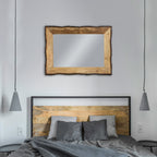 Miroir mural rectangulaire en bois et verre brun et beige Lamont River of Goods - 39 x 1,25 x 28