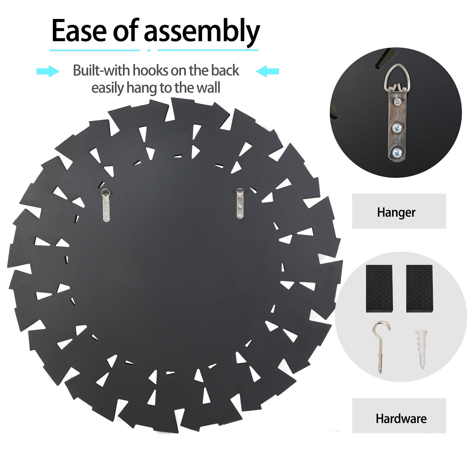 Grands miroirs décoratifs ronds, miroirs muraux en verre artistique, miroirs d'appoint - 32 po L x 32 po H