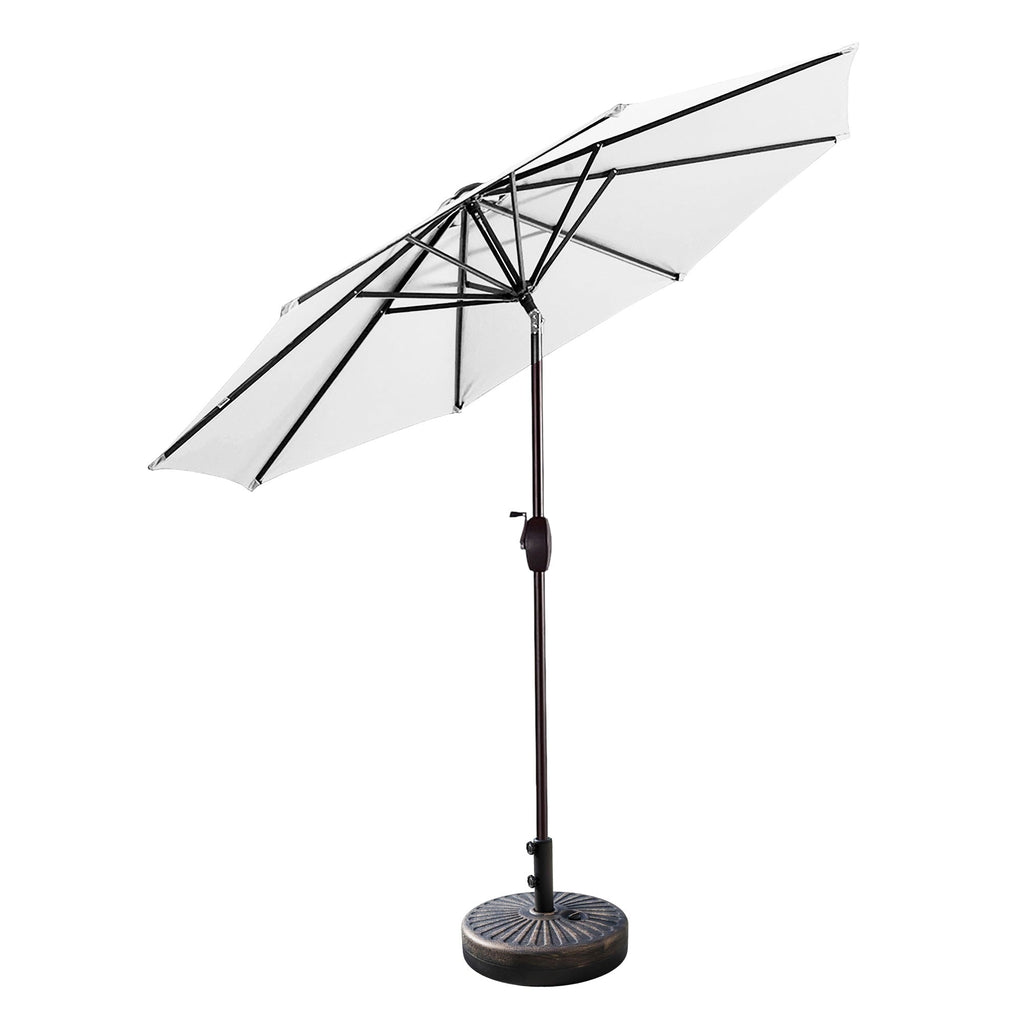 Parasol de patio Lopes de 9 pieds avec base en finition bronze et support de poids inclus