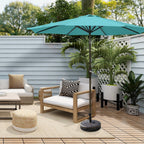 Parasol de patio Lopes de 9 pieds avec base en finition bronze et support de poids inclus