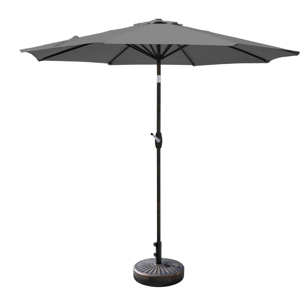Parasol de patio Lopes de 9 pieds avec base en finition bronze et support de poids inclus